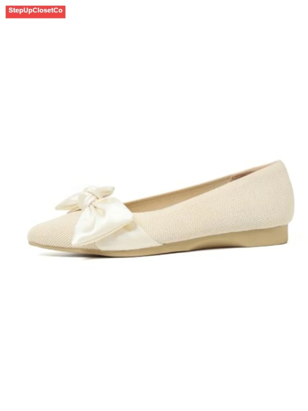 Pointed Toe Knit Mary Jane Ballet Flats Stretchy Slip-On Arch Support